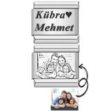 Takı Dükkanı 2 Adet Kişiye Özel İsim Yazılı ve Resim Baskılı Ek Uzatma Çelik Bileklik Charmı scb85