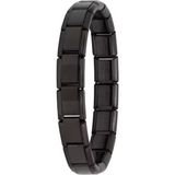 Takı Dükkanı Italyan Charm Çelik Bileklik 18-21CM Beden Seçenekli Siyah Taşsız Malzeme ile Unisex Kullanıma Uygun - 18 cm
