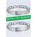 Takı Dükkanı Kişiye Özel İsim Yazılı 2'li Sevgili Çift Bilekliği Çelik Bileklik Scb41 Metalik