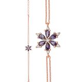 Takı Dükkanı Mor Taşlı Lotus Çiçeği Bileklik bbb22
