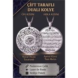 Takı Dükkanı Nazar ve Ayetel Kürsi Dualı Yuvarlak Çift Taraflı Paslanmaz Çelik Kolye eck66