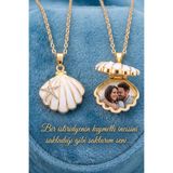Takı Dükkanı Oyster Locket Kolye Deniz Kabuğu Kapaklı Açılabilir Anı Kolyesi Paslanmaz Çelik eck76