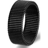 Takı Dükkanı Unisex 8mm Esnek Örgü Hasır Çelik Yüzük SB1SB2 - Siyah - 20