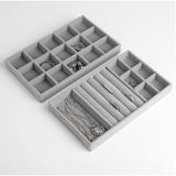 Takı Düzenleme Kutusu 2'li Set - Gri Kadife 21x12,5x3 cm