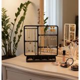 Takı Standı - Küpe Standı - Kolye Askısı - Modern Takı ve Küpe Standı - 5 Bölmeli Küpe Standı - Siyah
