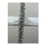TAKI TASARIM Ütüyle Yapışan Şerit Mekik Taşlı Gümüş Kristal Aplik Motif Abiye