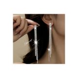 TakıConcept 3 Sıra Kristal Taşlı Uzun Küpe Kadın Küpe