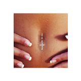 TakıConcept Deliksiz Haç Sallantılı Fake Çelik Göbek Piercing