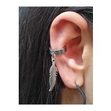 TakıConcept Deliksiz Sıkıştırma Tüy Sallantılı Ear Cuff Çelik Küpe
