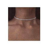TakıConcept Kadın Gümüş Renk Taşlı Choker Su Yolu Kolye