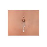 TakıConcept Kristal Damla Sallantılı Taşsız Göbek Piercing Çelik Göbek Piercing