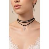 TakıConcept Kuzey Yıldızı Detaylı 3 Sıra Choker Kolye İp Choker