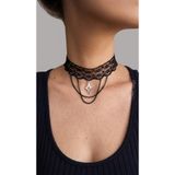 TakıConcept Kuzey Yıldızı Detaylı Dantel Siyah Gotic Kolye Tasma Choker Kadın Kolye