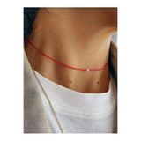 TakıConcept Minimal Kristal Detaylı İp kırmızı Choker Kolye
