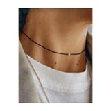 TakıConcept Minimal Kristal Detaylı İp Siyah Choker Kolye