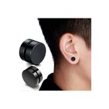 TakıConcept Siyah Düz Yuvarlak Mıknatıslı Erkek Küpe 1 Çift 8mm Mıknatıs Çelik Manyetik