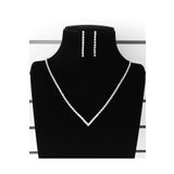 TakıConcept Taşlı Abiye Su Yolu Kolye Küpe V Tasarım Set