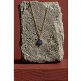 Takıdepo Lapis Lazuli Taşlı Minimal Gümüş Kadın Kolye-Altın Rengi