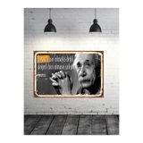 TAKIFİX Retro Ahşap Tablo Değerli Biri Olmaya Çalışın Albert Einstein 20x30 cm