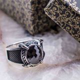 Takıhan 925 Ayar Gümüş Siyah Taşlı Yüzük