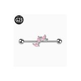 TakıLabirenti Industrial Barbell Piercing, Taş Detaylı Kıkırdak Küpe, Kulak Piercingi, Köprü Piercing G23 Titanyum(1 adet satılır)