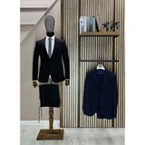 Takım Elbise Keten Jogger Pantolon -Çeket Esnek Yeni Model Yeni Trend Spor Takım - 54 - Siyah Düz