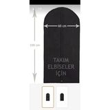 Takım Elbise Kılıfı Siyah Renk Fermuarlı Gamboç 60 Cm 100 Cm Kumaş Beyaz