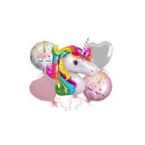 Takımlı Folyo Balon Unicorn (Kalp) 5'Li Set, Çok Renkli 4645464345754