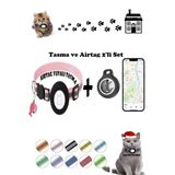 Takip Cihazı ve Airtag Yuvalı Kedi Tasması 2'li Set Ios Uyumlu Boyun Tasması GPS - Pembe