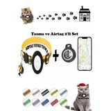 Takip Cihazı ve Airtag Yuvalı Kedi Tasması 2'li Set Ios Uyumlu Boyun Tasması GPS - Sarı