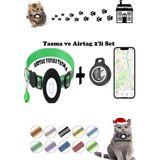 Takip Cihazı ve Airtag Yuvalı Kedi Tasması 2'li Set Ios Uyumlu Boyun Tasması GPS - Yeşil