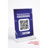 TakipAi IBAN QR A6 Pleksi Stand – Temassız IBAN QR Bilgileri – Masa Üstü QR Kod
