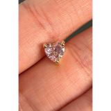 TAKIŞTIR Altın Renk Kalp Figürlü Taş Detaylı Cerrahi Çelik Tragus/Kıkırdak Küpe/Piercing (Tek)