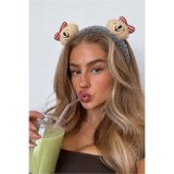 TAKIŞTIR Gri Renk Ayıcık Figürlü Peluş Taç