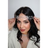 TAKIŞTIR Gümüş Renk Çiçek Figürlü Taş Detaylı Gelin Saç Aksesuarı/ Alınlık
