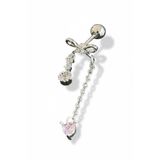 TAKIŞTIR Gümüş Renk Kurdele Figürlü Sallantılı Cerrahi Çelik Tragus/Kıkırdak Küpe/Piercing (Tek)