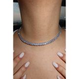 TAKIŞTIR Gümüş Renk Taş Detaylı Su Yolu Choker Kolye