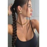 TAKIŞTIR Kahverengi Takma Lastik Tokalı Örgü At Kuyruğu Saç (65 Cm)