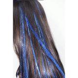 TAKIŞTIR Mavi Renk Simli Yan Postiş Hair Tinsel Shiny Hair (50 Cm)