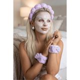 TAKIŞTIR Mor Renk İncili Spa Saç Bandı Ve Peluş Su Emici Havlu Bileklik Set