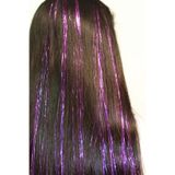 TAKIŞTIR Mor Renk Simli Yan Postiş/hair Tinsel (50 CM)