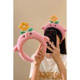 TAKIŞTIR Pembe Renk Dönen Çiçek Detaylı Peluş Taç