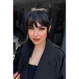 TAKIŞTIR Siyah Renk Uzun Kenarlı Seyrek Takma Kahkül (Zeynep)
