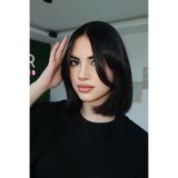 TAKIŞTIR Siyah Renk Uzun Kenarlı Taçlı Takma Kahkül Fiber Saç