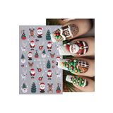 Takıtolia Geyik Kar Tanesi Noel Baba Çam Ağacı 3d Tasarım Yapışkan Sticker Tırnak Dövmesi Nail Art