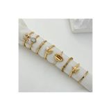 Takıtolia Lyria Gold Renk - 8 Adet Yıldız Figürlü Şık Tasarım Vintage Çoklu Altın Yüzük Seti