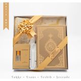Takke + Esans + Tesbih + Seccade + Kuran Hediye Seti Hafız Boy, Gold