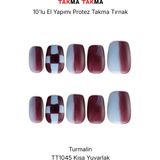 Takma Takma 10'lu Bordo Orta Kare TT1045 Tekrar Kullanılabilir El Yapımı Protez Takma Tırnak Bordo-S - Çok Renkli