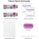 Takma Takma 10'lu Gri Kısa Balerin TT0980 Tekrar Kullanılabilir El Yapımı Protez Takma Tırnak - Gri-S - Yeşil