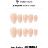 Takma Takma 10'lu Kısa Badem KKBD1749 Tekrar Kullanılabilir El Yapımı Protez Takma Tırnak Ten Rengi-Xs - Ten Nude